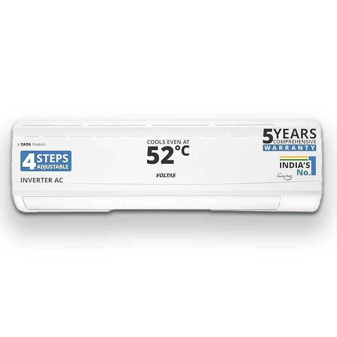 Voltas 185V Vectra CAR 1.5 ton 5 star,New star rated, inverter Split AC|4-IN-1 Adjustable modeHigh ambient Cooling-cools even at 52°C|Anti dust filter with Anti-microbial coating|Copper Coil|White